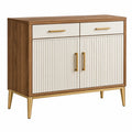 Aparador 100 x 40 x 90 cm de madera marrón y blanco con 2 cajones y 2 puertas - estilo moderno