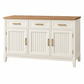 Aparador 140 x 45 x 90 cm de madera blanco y natural con cajones y puertas