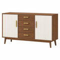 Aparador 160 x 45 x 85 cm de madera nogal y blanco con 4 cajones y 2 puertas de estilo moderno