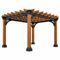 Pérgola 300 x 300 x 250 cm de madera y metal marrón/negro para exterior de estilo contemporáneo