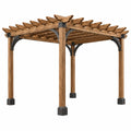 Pérgola de jardín 300 x 300 x 240 cm de madera marrón con estructura metálica estilo rústico