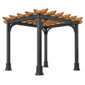 Pérgola 300 x 300 x 250 cm de acero y madera negra/marrón para jardín de estilo industrial