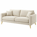 Sofá de 2 plazas 170 x 85 x 85 cm tapizado beige con patas metálicas estilo moderno