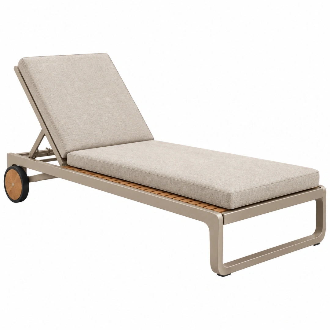 Tumbona de exterior 200 x 70 cm beige con estructura de aluminio y respaldo regulable