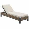 Tumbona de exterior 200 x 75 x 95 cm de metal y cuerda trenzada beige reclinable
