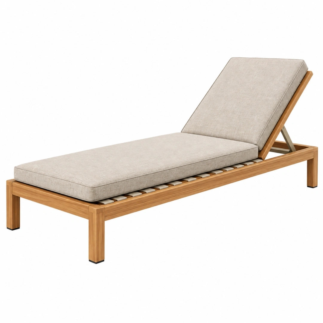 Tumbona de jardín 200 x 70 x 90 cm de madera beige con respaldo regulable