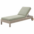 Tumbona 200 x 70 x 35 cm de ratán sintético beige con cojín verde salvia y respaldo regulable