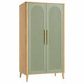 Armario 100 x 55 x 190 cm de madera verde salvia con puertas - Estilo retro